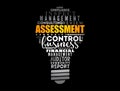 ASSESSMENT light bulb word cloud collage Royalty Free Stock Photo