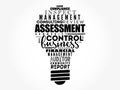 ASSESSMENT light bulb word cloud collage Royalty Free Stock Photo