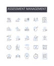 Assessment management line icons collection. Innovation, Risk-taking, Creativity, Leadership, Tenacity, Visionary