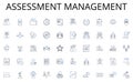 Assessment management line icons collection. Fairness, Uprightness, Equity, Rectitude, Morality, Hsty, Righteousness Royalty Free Stock Photo