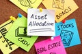 Asset allocation concept. Page is pinned to the board.