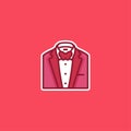 Red Tuxedo suit work office icon illustration vector isolated