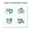 Asset management color icons set