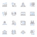 Asset management line icons collection. Investment, Portfolio, Wealth, Equity, Risk, Allocation, Rebalancing vector and