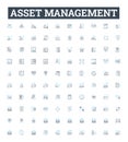 Asset management vector line icons set. Assets, Management, Investment, Financial, Optimization, Cost, Value