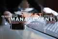 Asset management on the virtual screen. Business concept. Words cloud. Royalty Free Stock Photo