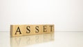 The asset name was created from wooden letter cubes. finance and economy. Royalty Free Stock Photo