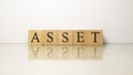 The asset name was created from wooden letter cubes. finance and economy. Royalty Free Stock Photo