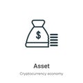 Asset outline vector icon. Thin line black asset icon, flat vector simple element illustration from editable cryptocurrency Royalty Free Stock Photo