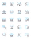 Asset protection linear icons set. Insurance, Trusts, Security, Preservation, Privacy, Estate, Planning line vector and