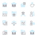 Asset protection linear icons set. Insurance, Trusts, Security, Preservation, Privacy, Estate, Planning line vector and