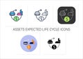 Assets expected life cycle icons set