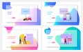Assets and Liabilities Landing Page Template Set. Tiny Characters Share Property on Profitable and Unprofitable Value Royalty Free Stock Photo