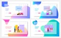 Assets and Liabilities Landing Page Template Set. Tiny Characters Share Property on Profitable and Unprofitable Value Royalty Free Stock Photo