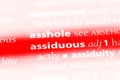 Assiduous word in a dictionary. assiduous concept. Royalty Free Stock Photo