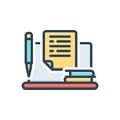 Color illustration icon for Assigned, pen and book