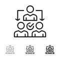 Assignment, Delegate, Delegating, Distribution Bold and thin black line icon set
