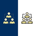 Assignment, Delegate, Delegating, Distribution Icons. Flat and Line Filled Icon Set Vector Blue Background