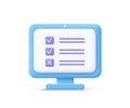 Assignment icon. ÃÂ¡omputer screen, checklist, document symbol.