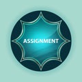 Assignment magical glassy sunburst blue button sky blue background