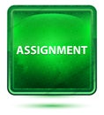 Assignment Neon Light Green Square Button