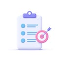 Assignment target icon. Clipboard, checklist symbol.