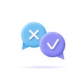 Assignment tasks icon. Speech bubbles with marks.