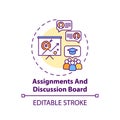 Assignments and discussion board concept icon