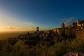 Assisi historic center in Umbria at sunset Royalty Free Stock Photo