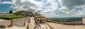 Outside the Basilica of San Francesco d`Assisi in Italy, panorama view of Assisi, the Umbria region, Italy Royalty Free Stock Photo