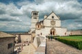 Classic view of famous Basilica of St. Francis of Assisi in beautiful spring day