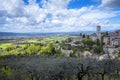 Assisi and its countryside wide panorama. Color image Royalty Free Stock Photo