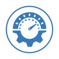 Assistance, dashboard, speed icon. Blue vector sketch