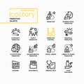 Assistance with international migration - line design style icons set