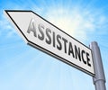Assistance Sign Displaying Assisting Customers 3d Illustration