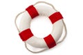 Assistance to survive, bailout, life rescue equipment and survival gear concept with lifebuoy isolated on white background with