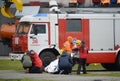 Assistance to victims in a fire at the Noginsk rescue center of the Ministry of Emergency Situations.
