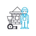 Assistant construction worker vector thin line stroke icon. Assistant construction worker outline illustration, linear Royalty Free Stock Photo