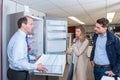 Assistant Demonstrates Refrigerator To Young Couple