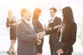 Assistant meets a businessman with a handshake. meetings and partnership Royalty Free Stock Photo