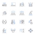 Assistant line icons collection. Efficiency, Supportive, Productivity, Organized, Resourceful, Innovation, Multitasking