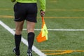 Assistant referee hold flag. closeup Royalty Free Stock Photo