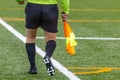 Assistant referee hold flag. closeup Royalty Free Stock Photo