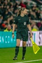 Assistant referee Sian Massey-Ellis at Pride Park Stadium officiating at an EFL League 1 Match