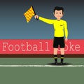Assistant referees with flag on the soccer match. Vector Royalty Free Stock Photo