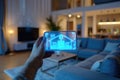 Assistant Smart home automation futuristic interface on virtual screen. Generative AI