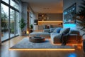 Assistant Smart home automation futuristic interface on virtual screen. Generative AI