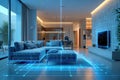 Assistant Smart home automation futuristic interface on virtual screen. Generative AI