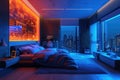 Assistant Smart home automation futuristic interface on virtual screen. Generative AI