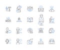 Assistants line icons collection. Support, Help, Aide, Secretaries, Office staff, Administrative, Personnel vector and
